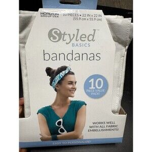Pack of 8 White Bandanas Large Cotton 22 x 22 in Party Easy to Personalize Style